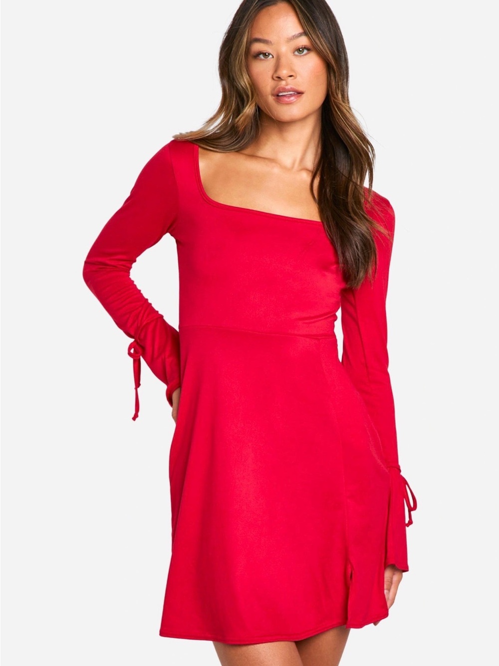 🌹🍓Red Square Neck Mini Dress
